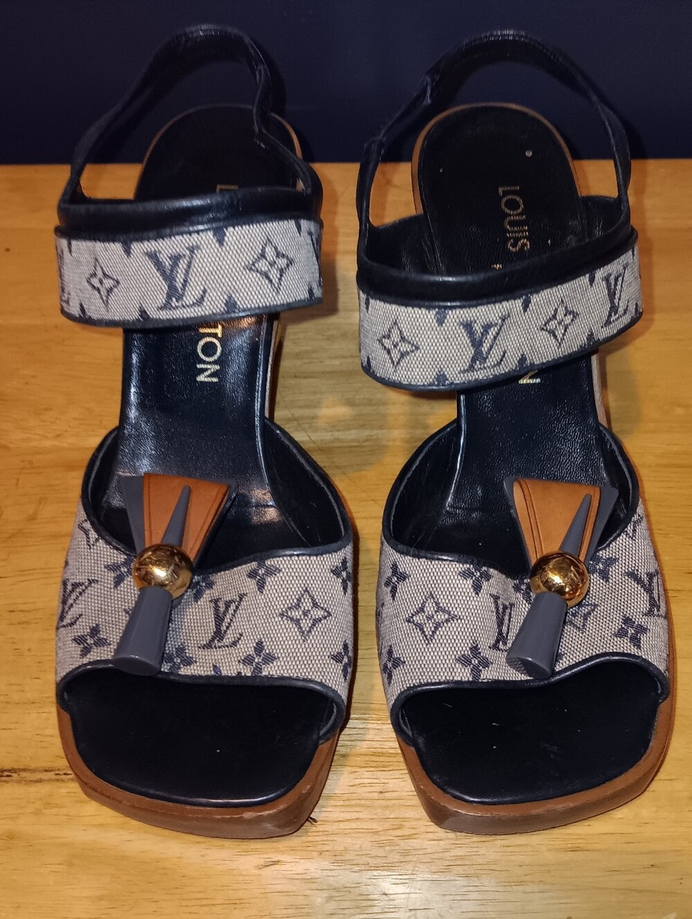 Louis Vuitton Rare Vintage Denim & Leather Sandals Suze 36 1/2